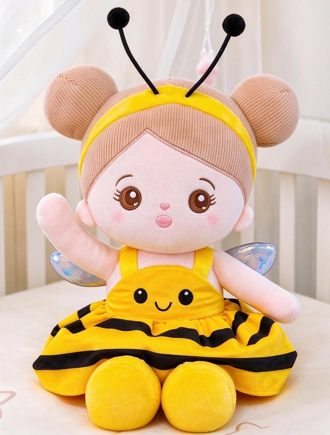 OUOZZZ Soft Baby Doll 12.6" Yellow Bee Dress Snuggle Buddy Doll – Fun for Kids & Family - B-bee Dress