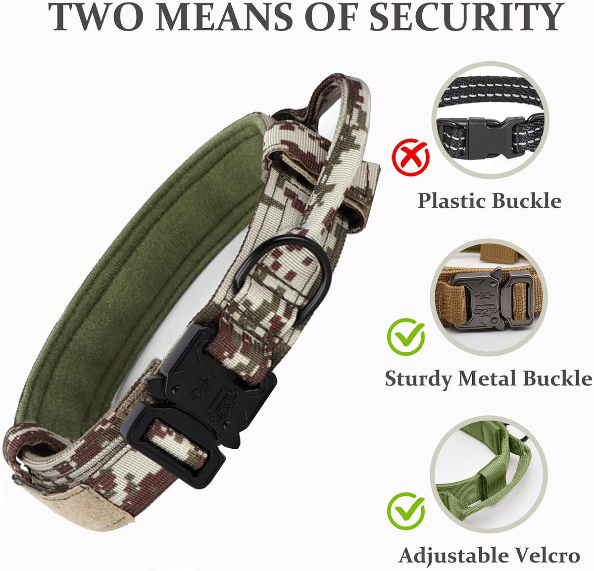 Tactical Dog Collar, Adjustable Military Training Nylon Pet Collar, Black L – Essentials for Dogs - Camo / XXLarge :Width 1.5",Neck 24-29" - image 2