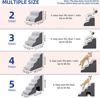 Pettycare Dog Stairs Ramp for High Beds and Couch,Curved Dog Steps for Small Pets, Pet Stairs Non-Slip Balanced Portable Puppy Ramp Indoor, 5 Steps,Grey