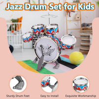 Toddlers Drum Set Kids Jazz Band Rock Kit for 3-5 Boys Girls Music Toy – Fun for Kids & Family - Red-blue - image 3