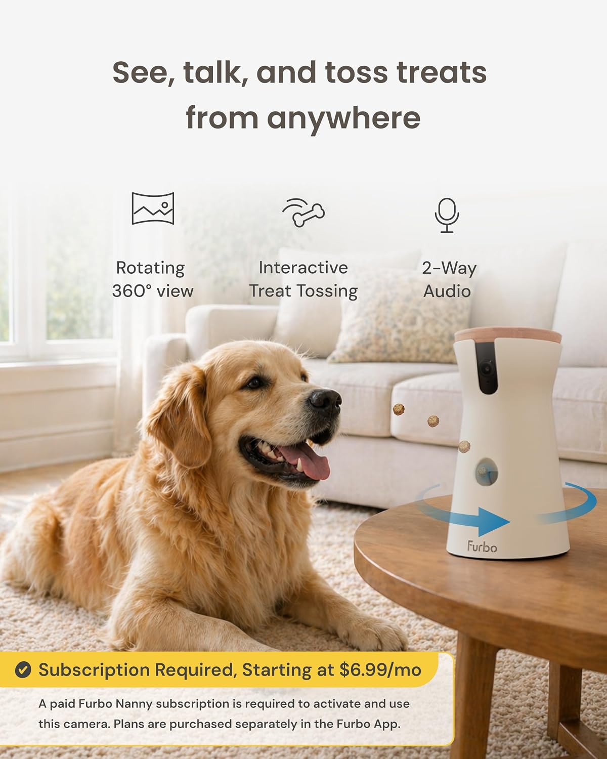 Furbo 360° Dog Camera [Core Features, No Ongoing Cost] – Essentials for Dogs - Subscription Required to Activate / 360° Dog Camera - image 2