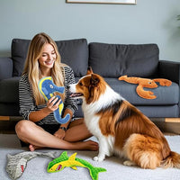 Dog Toy Squeak No Stuffing Toys, 4-Pack Toys for Small Medium Large Breed, Puppy Teething Interactive Toy to Keep Them Busy, Best Christmas Birthday Gift