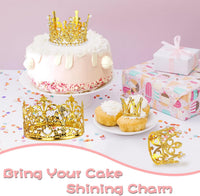 COIDEA gold crown cake toppers in four sizes with crystals and pearls - view 4