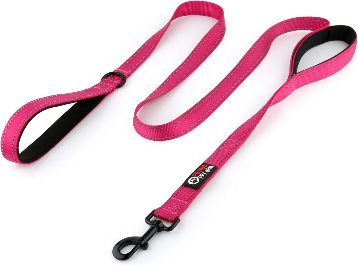 Dog Leash 6ft Long, Traffic Padded Two Handle, Heavy Duty - 6FT / Pink