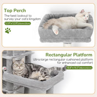 Globlazer 65in Sturdy Cat Tree Tower for Indoor Large Cats, S65 - 65inch / Light Grey - image 2