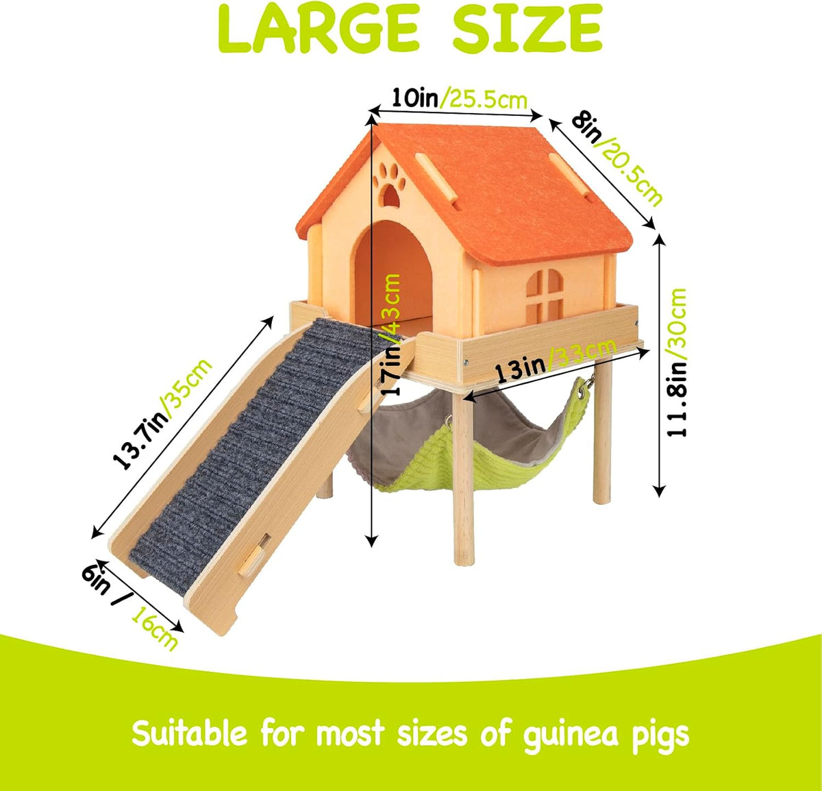 3 in 1 Enlarged Guinea Pig Hammock - Orange Roof - image 4