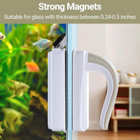 Aquarium Magnet Glass Cleaner, Magnetic Fish Tank Cleaner with Algae Scraper, Double Sided Cleaning Scrubber Brush with Handle, Titanium Blade, Self-Floating, Fit 1/4"-1/2" Thick Glass, Large
