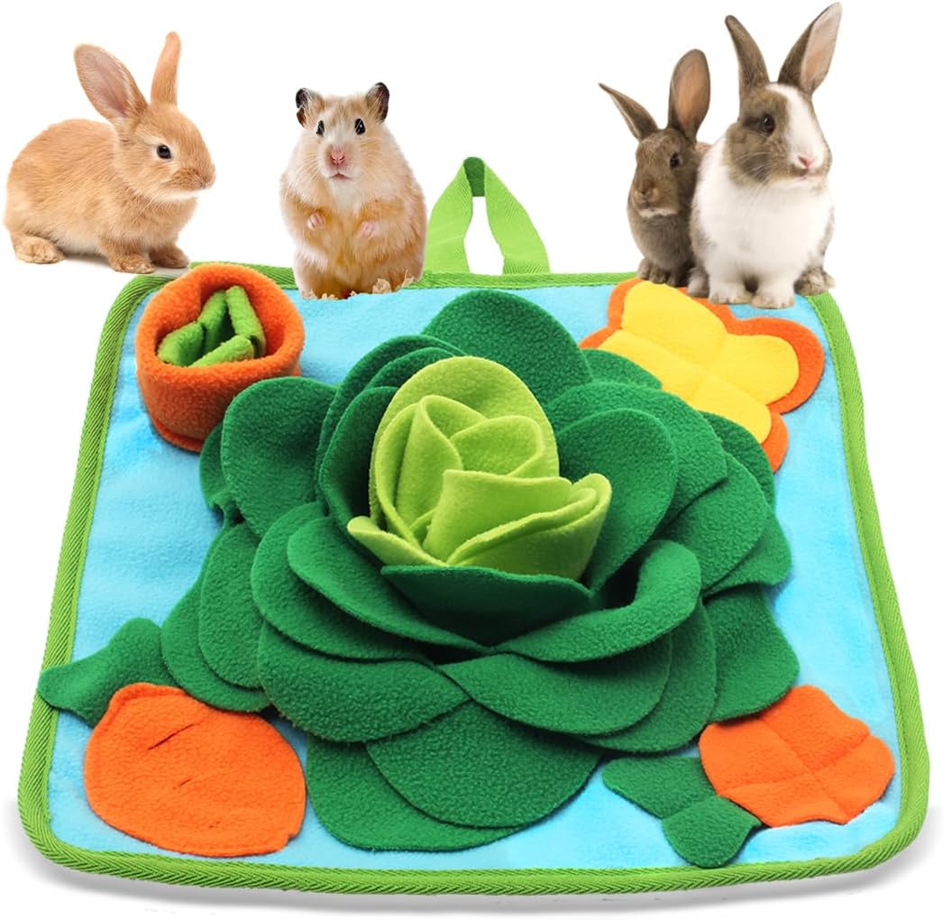 Rabbit Foraging Mat Snuffle Mat for Small Animals Bunny Puzzle Toys - Green