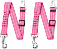 Dog Seat Belt 2Pcs, Retractable Pet Car Harness - Pink