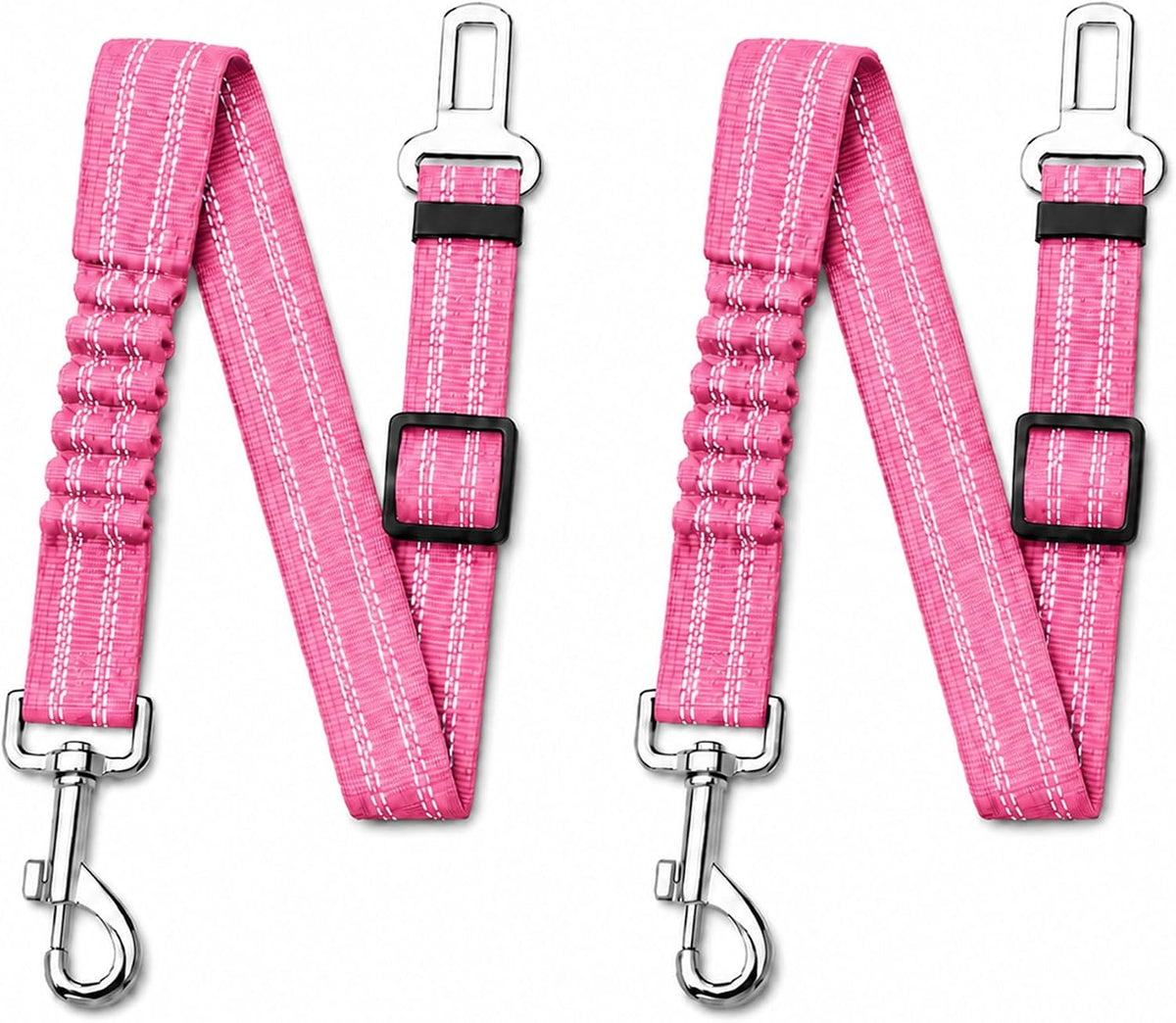 Dog Seat Belt 2Pcs, Retractable Pet Car Harness - Pink