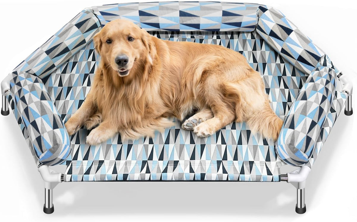 Elevated Dog Bed with Bolster - 6 side Bolster / X-Large