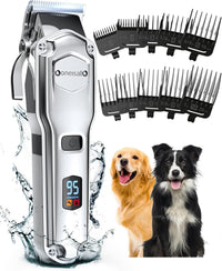 oneisall Dog Clippers for Grooming Thick Heavy Coats – Essentials for Dogs - Silver Dog Clipper