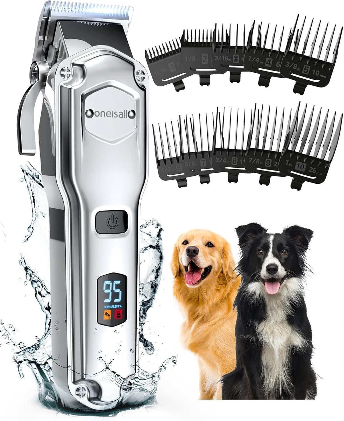 oneisall Dog Clippers for Grooming Thick Heavy Coats – Essentials for Dogs - Silver Dog Clipper