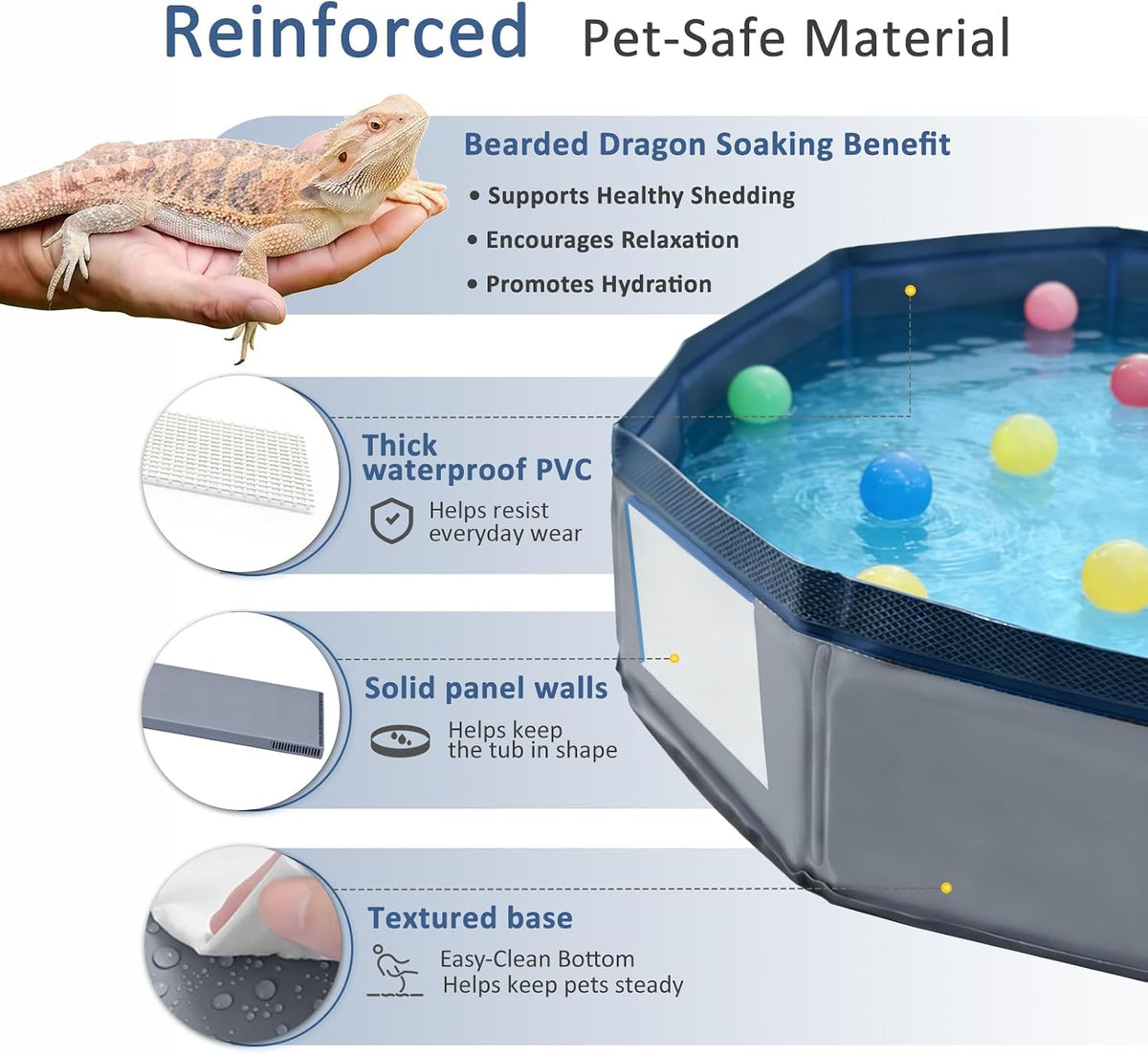 Eooqi Foldable Bearded Dragon Bathtub - Gray - image 2