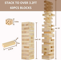 Aivalas Giant Tumble Tower 57 Blocks 4.2FT Indoor Outdoor Games - M-Over 3.2 FT-60PCS - image 2