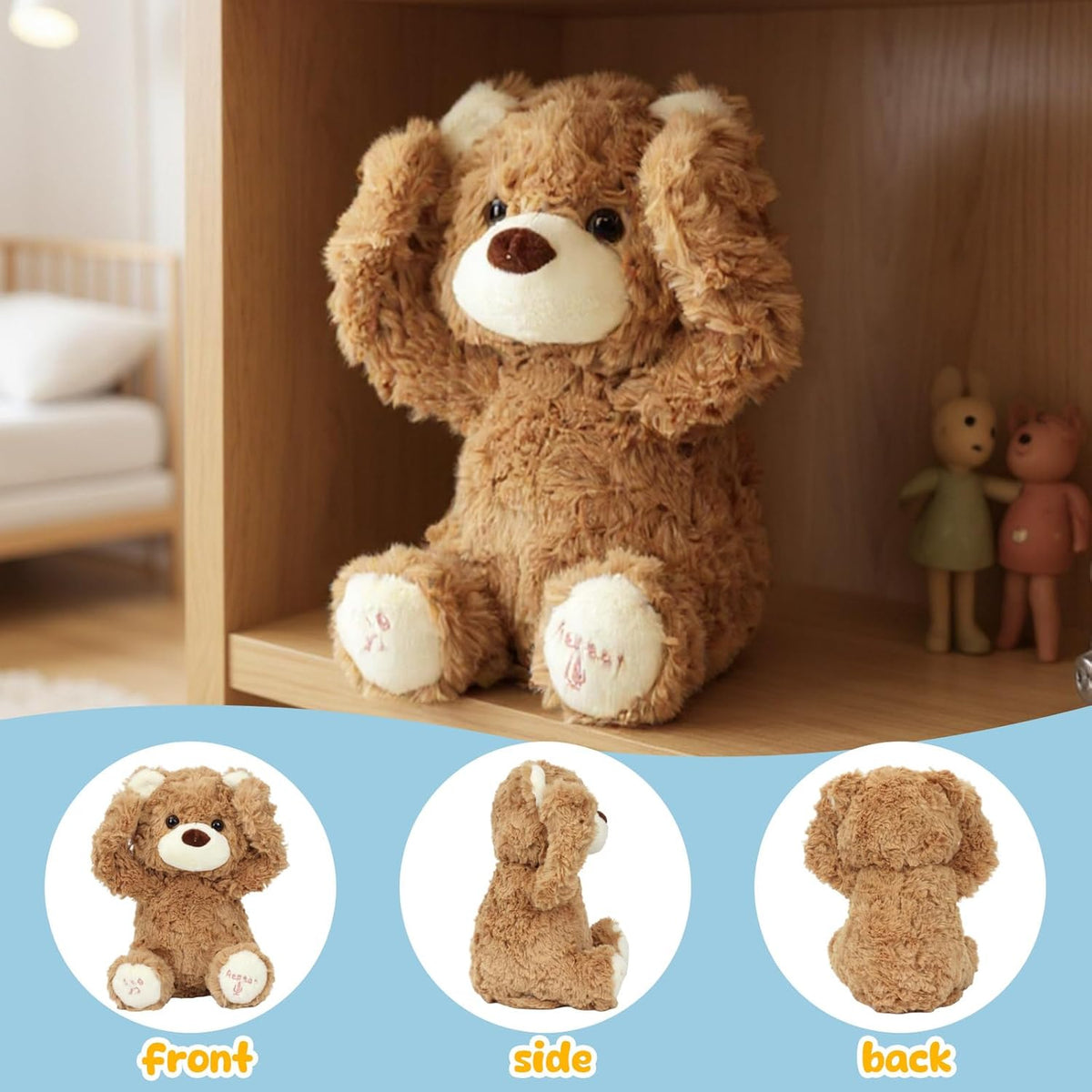 Hopearl Peek A Boo Cow Interactive Repeats What You Say Plush Diary - Bear - image 2