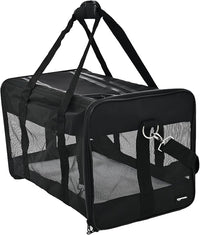 Amazon Basics Soft-Sided Mesh Pet Travel Carrier for Dog, Cat, up to 22 pounds, 19.7" L x 12" W x 12" H, Black
