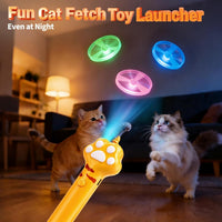 Cat Toy Disc Launcher, Rechargeable Interactive Cat Fetch Toy Launcher with 8 Flying Discs, Flying - Yellow - image 3