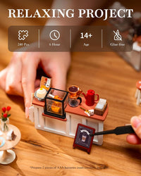 Rolife Coffee Shop DIY miniature house kit with LED lights and tiny cafe details - view 11