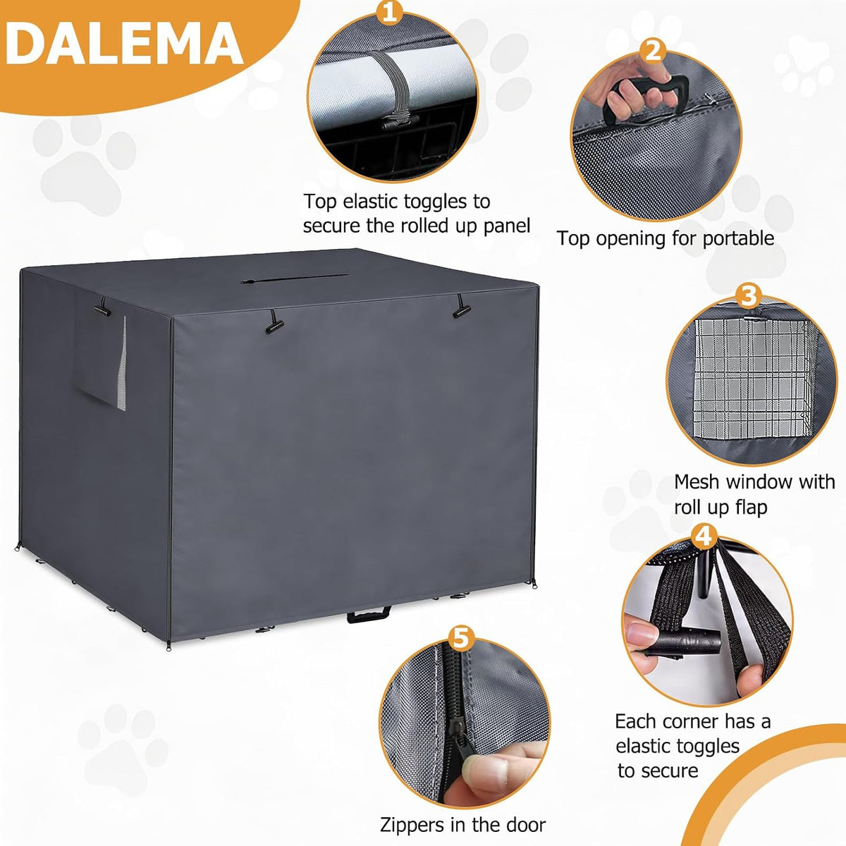 Dog Kennel Cover, Dog Crate Cover 48 Inch for Wire Dog Cages - 48.0"L x 30.0"W x 33.0"H / Grey - image 3