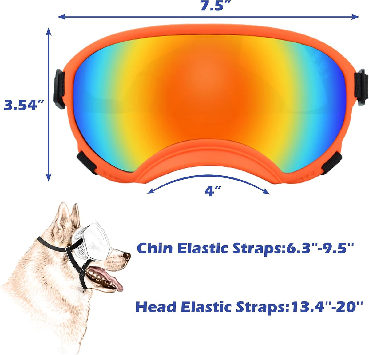 Medium Dog Sunglasses with Adjustable Strap UV Protection - Large size-Orange frame colored lenses - image 3