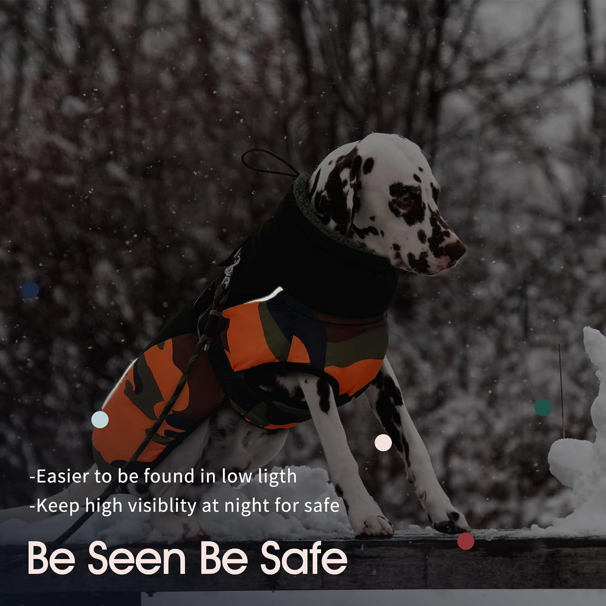 IECOii Extra Warm Reflective Dog Coat - Small(Chest:12.6-16.5 in) / Orange Camo - image 4