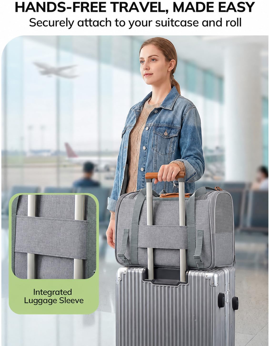 Morpilot Cat Carrier Soft for Large Medium Cats and Puppy up to – Essentials for Dogs - Light Gray / 16.5"L x 11.0"W x 11.0"H - image 4