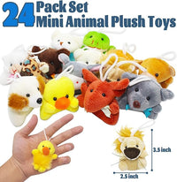 24 Packs Mini Plush Animals Toys, Animals Keychain Charms for Kids, Small Stuffed Animal Bulk for Kids, Easter Party Favors, Easter Basket Stuffers, Carnival Prizes, School Gifts