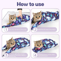 Paw Legend 27.6" Cat Wrap for Grooming Cat Wrap for Cutting Nails Cat - L(27.6'x27.6") / Space Cat Pattern - image 4