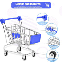 SKYCOOOOL mini metal shopping cart toys in red, blue and green, 3 pack - view 3