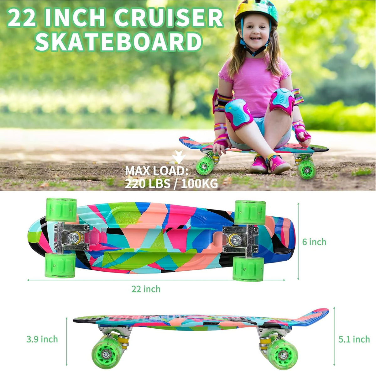 Skateboards, 22" Complete Skateboard - Colorful - image 4