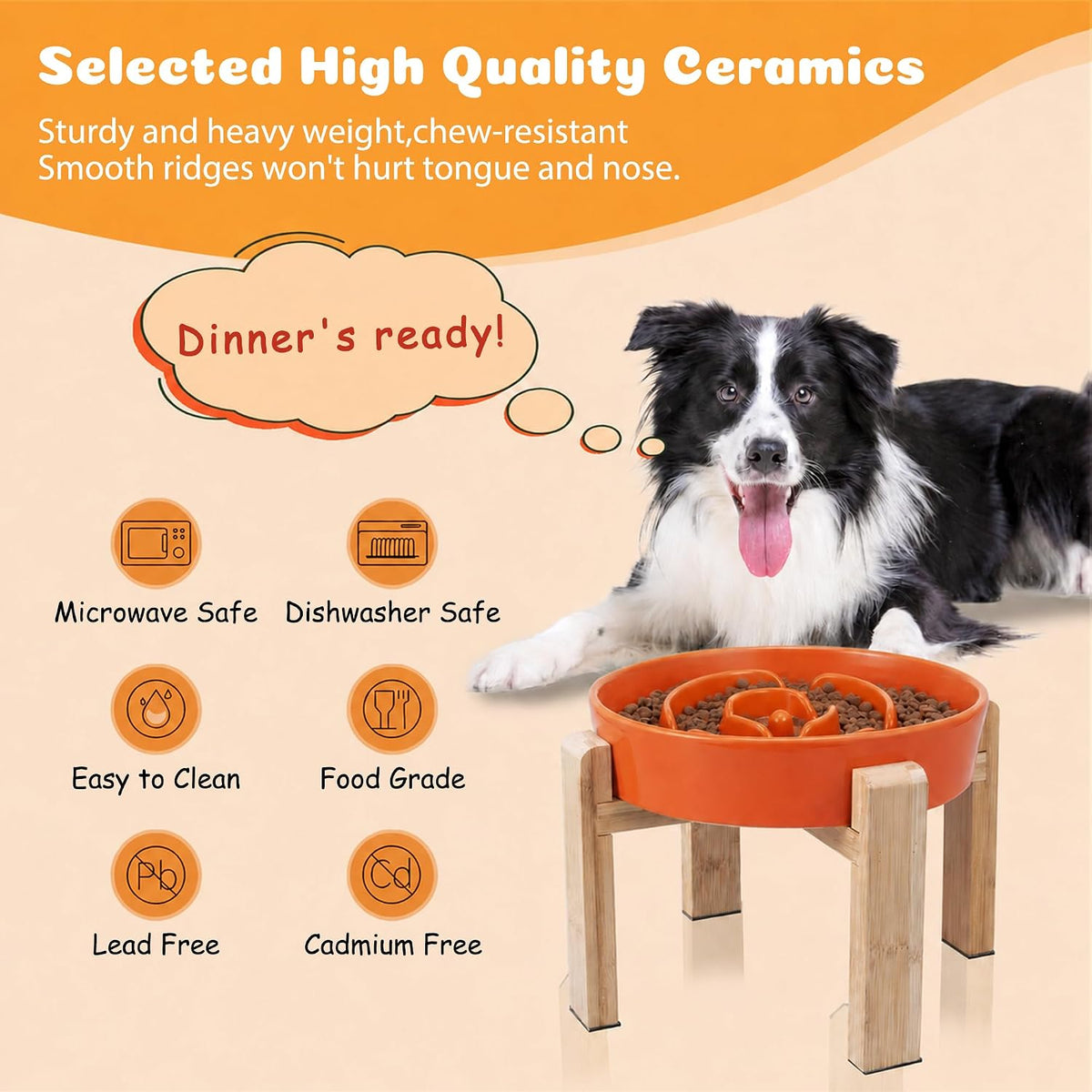 Elevated Slow Feeder Dog Bowl - Orange / 3.2 Cups - image 4