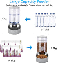 Automatic Cat Feeder and Water Dispenser with Stainless Steel Bowl - Stainless Steel-Grey - image 3