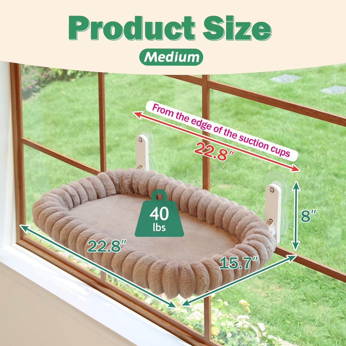 Zakkart SnugCloud Foldable Cat Window Perch – Essentials for Cats - Brown / Medium (22.8"x15.7") - image 2
