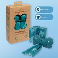 Best Pet Supplies Dog Poop Bags (360 Bags) for Waste Refuse Cleanup, Doggy Roll Replacements for Outdoor Puppy Walking and Travel, Leak Proof and Tear Resistant, Thick Plastic - Turquoise