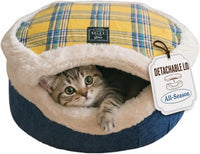 Cat Bed Cave, Enclosed Hideaway with Detachable Lid for Kitten - Yellow