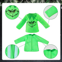 AimatRun Christmas elf doll clothes with green hat, eye patch and monster print outfit - view 4