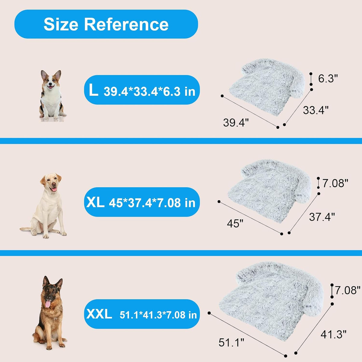 Luxurious Dog Couch Bed Protector for Dogs Pet Couch Cover Dog Sofa - XX-Large(51.1"L*41.3"W*7.1"Th) - image 2