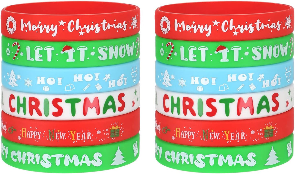 JUNEBRUSHS 24pcs Halloween Silicone Bracelets - Christmas Style