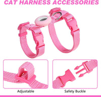 Cat Harness and Leash Set with Airtag Holder for Walking & Travelling - Pink - image 4