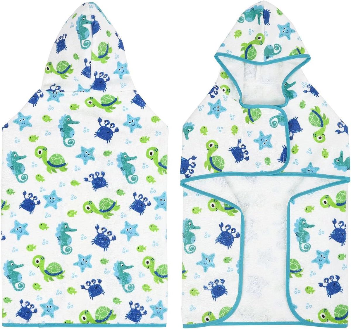 HDE Hooded Dog Bathrobe Quick Dry Towel Wrap for After Bath White - X-Large / Sea Animals - image 3