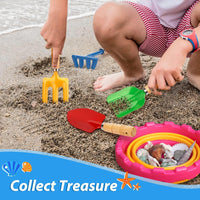 Anzmtosn kids garden tool set with rake, spade, hoe and leaf rake in a mesh bag - view 6