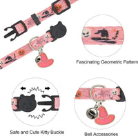 Halloween Cat Collar, Cotton 2 Pack Cat Collar with Bells - Halloween Pink / 7-11'' - image 4