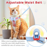 Cat Harness and Leash Set, Escape Proof Soft Vest Walk Pink XS – Essentials for Cats - Red-Plaid / Medium - image 2