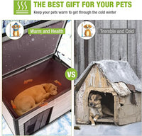 GUTINNEEN Dog House Insulated Outdoor Dog Kennel with Liner for Winter Large(Off-White)
