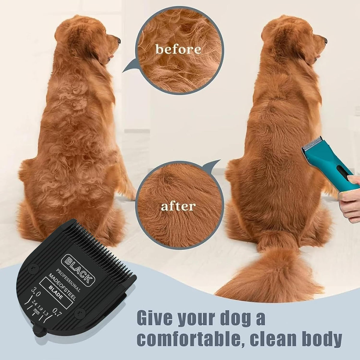 3Pcs 5-in-1 Adjustable Pet Clipper Blades - BLACK-3 - image 4