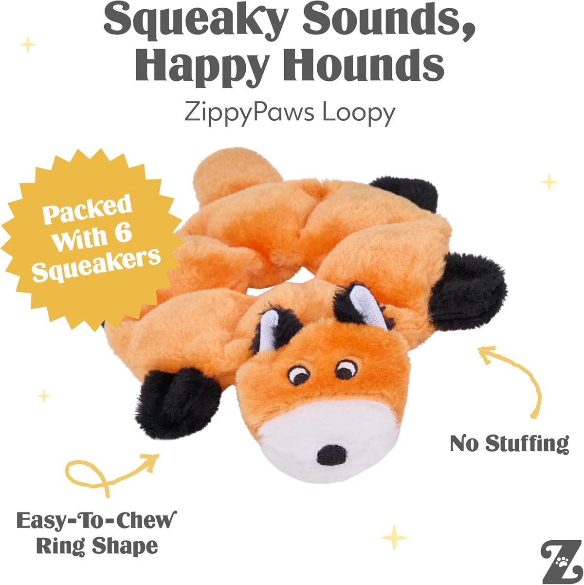 ZippyPaws Loopy No Stuffing Dog Toys to Keep Them Busy, 10" - Orange, White, Black / 10 x 8 x 1 in (Pack of 1) - image 3
