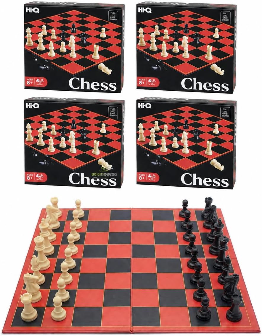 HI-Q Checkers & Tic-Tac-Toe Board Game Set - Chess / 4-Pack