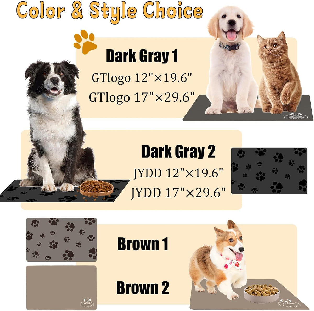 18"×30" Dog Food Mat-Absorbent Dog Mat for Food and Water - Dark Gray-JY / 12"L x 20"W - image 3