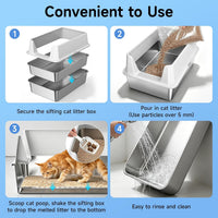 Stainless Steel Litter Box with Scoop, Small Metal Pan for Cats - Pale Gray - image 4